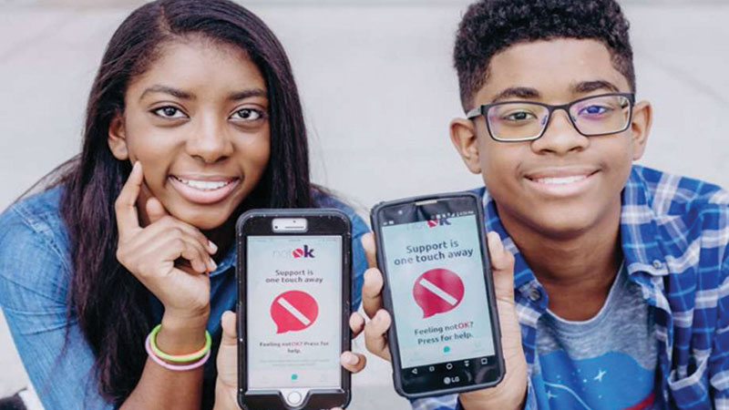 Hannah (15) and Charlie (13) worked together to develop “notOK”.