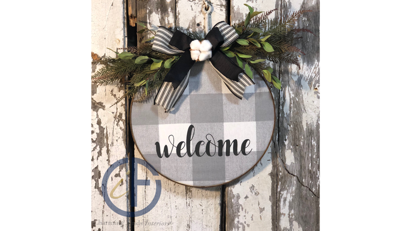 Embroidery Hoop Wreath class at Charming Finds
