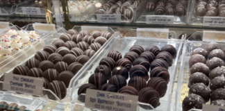 A row of chocolates