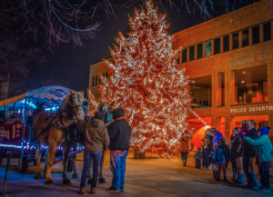 Christmas tree and wagon