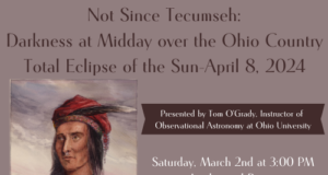 All the information about the event alongside a picture of Tecumseh.