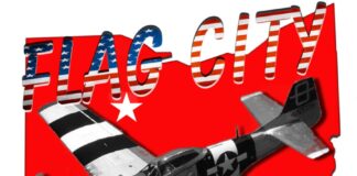 Plane overtop OH with Flag city marked on OH.