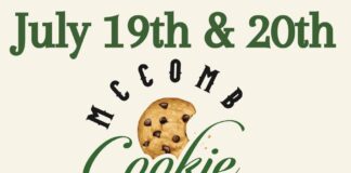 A promotional flyer including the dates of the McComb Cookie Festival on July 19 & 20.